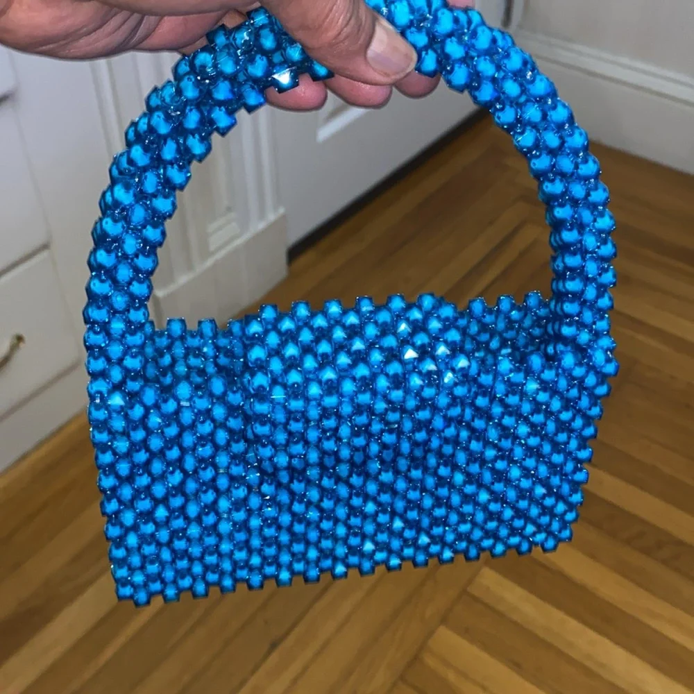 Women's Clutch Elegant Blue Beaded Handbag sparkly beaded Blue Purse